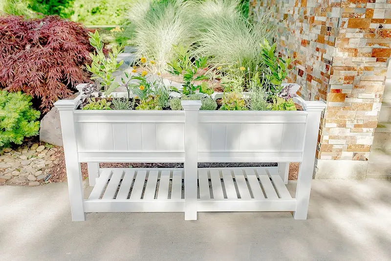 Cambridge Vinyl Raised Garden Planter  68.5″ W × 24″ L with Optional Extension Kit