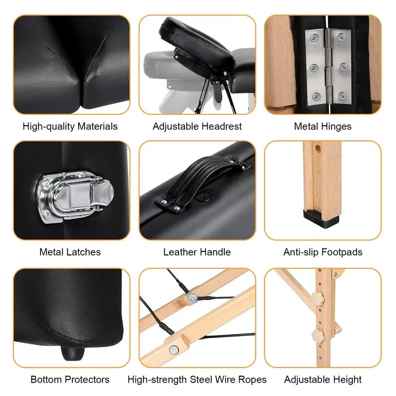 Yaheetech Portable Folding Massage Table for Spa, Tattoo, and Beauty Services