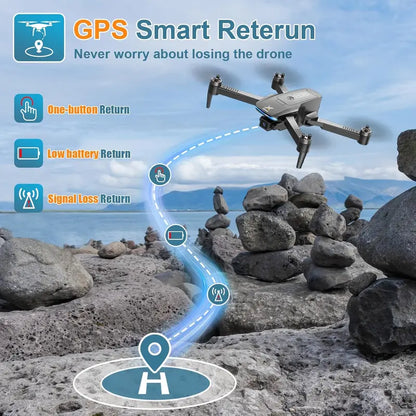 Foldable 4K GPS Drone for Beginners  Brushless FPV Quadcopter with Auto Return, Follow Me, Headless Mode & 50-Minute Battery Life