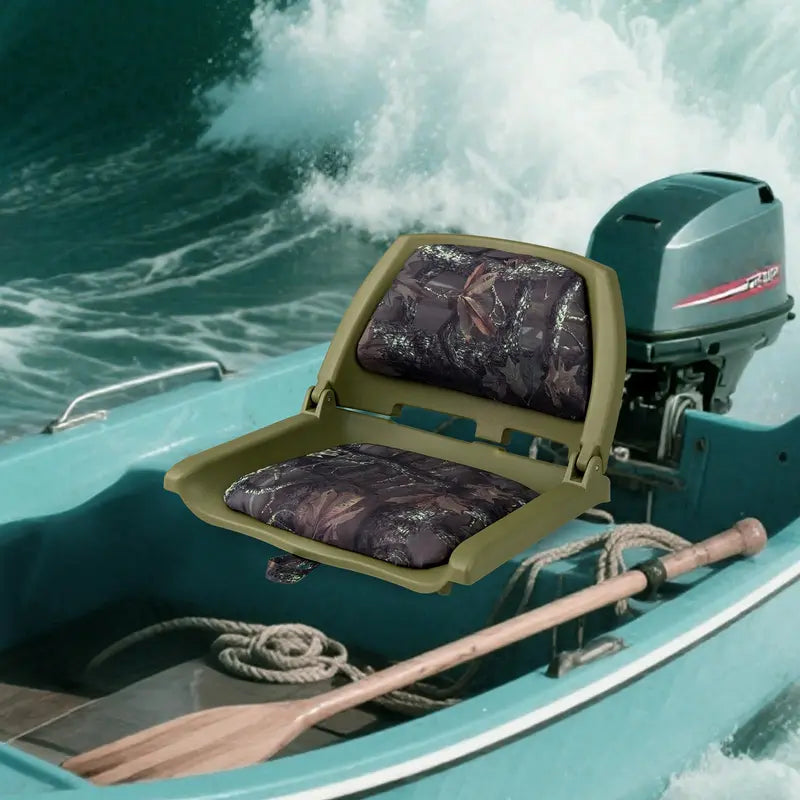 Low-Profile Molded Fishing Boat Chair  Marine-Grade PVC Cushion, Low-Back Design
