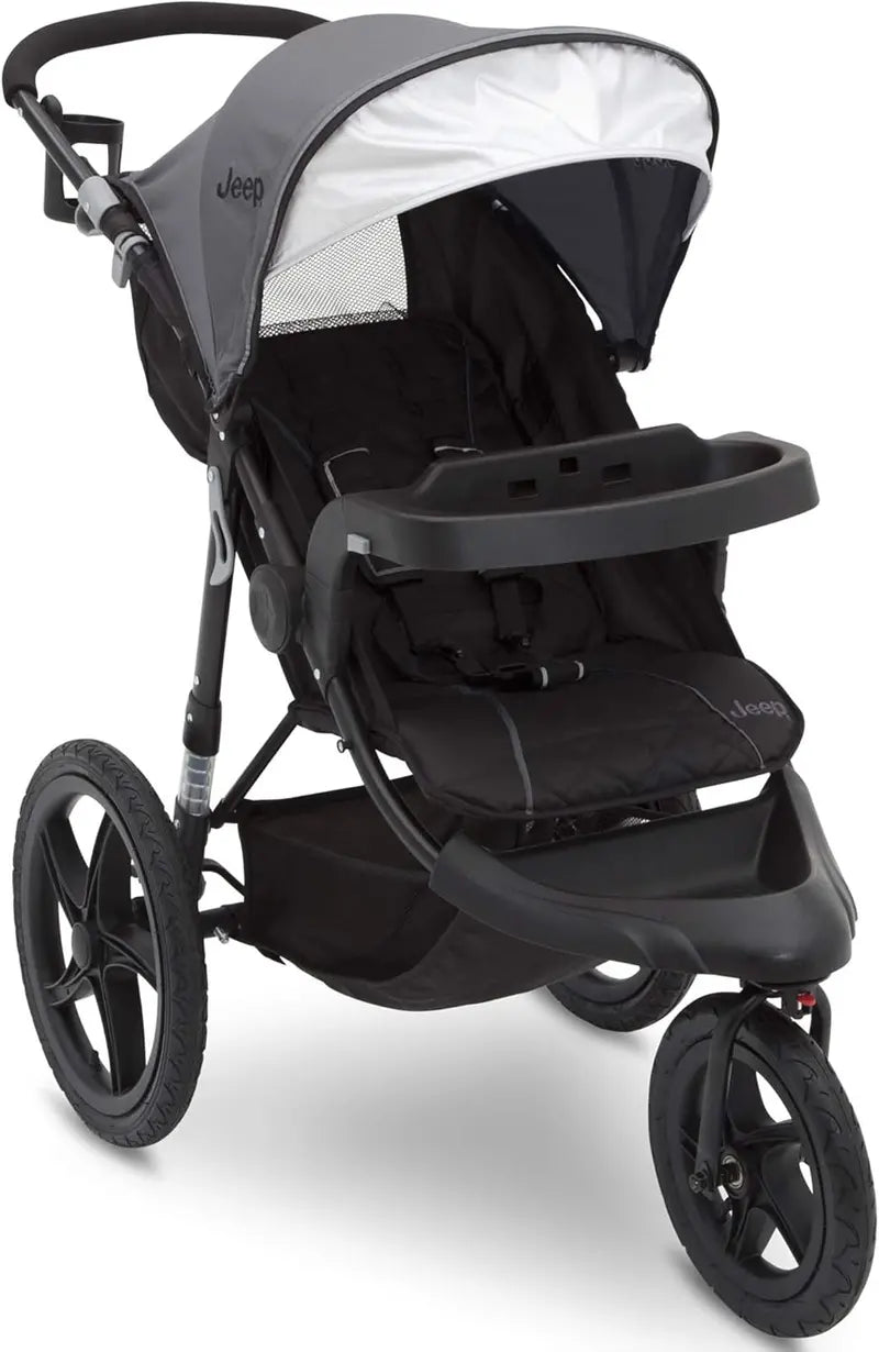 Classic Grey Jogging Stroller  All-Terrain Pushchair with Smooth Suspension & Adjustable Handle