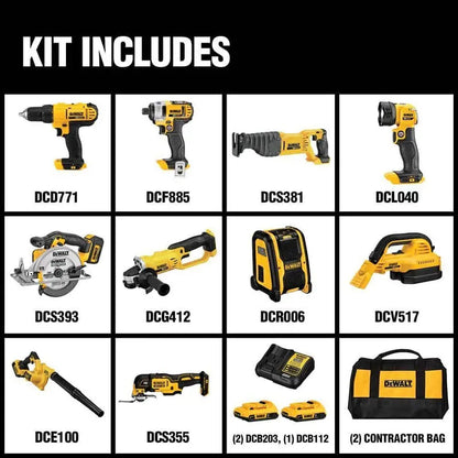 DCK1020D2 20V MAX 10-Piece Power Tool Combo Kit  Includes Batteries & Charger