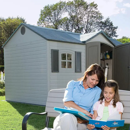 Lifetime 8 ft x 15 ft Outdoor Storage Shed  Durable Resin Construction in Desert Sand Finish