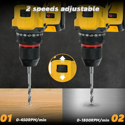 20V Brushless Cordless Drill Driver  Dewalt Battery Compatible, Two-Speed Control