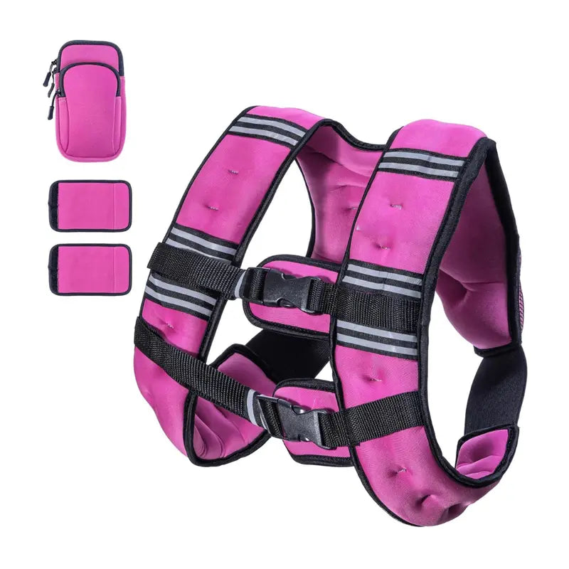 Adjustable Weighted Vest  Lycra Construction, Reflective Trim, Removable Padding