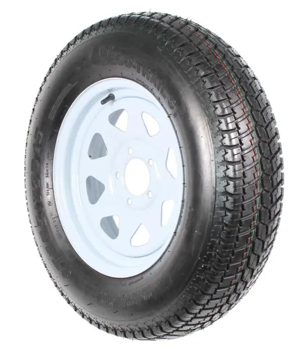 2-Pack ST205/75D15 Trailer Tires on White-Spoke Rims  LRC Rated, 5-Hole Mounting, 205/75-15 Size