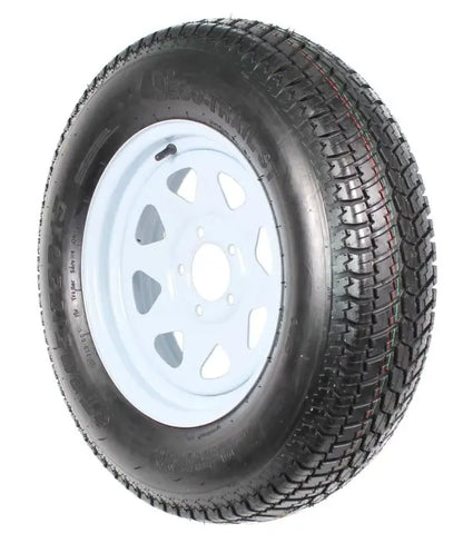 2-Pack ST205/75D15 Trailer Tires on White-Spoke Rims  LRC Rated, 5-Hole Mounting, 205/75-15 Size