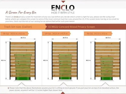 60.5in x 38.625in No-Dig Concord Cedar Privacy Screen  Hide Trash Cans & AC Units | EC18022