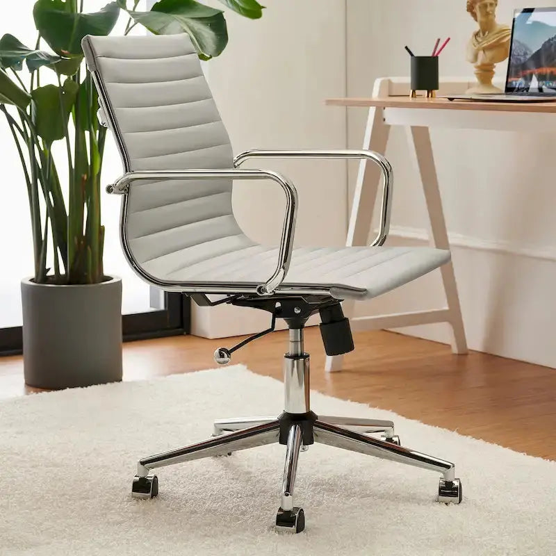 LUXMOD Ribbed Ergonomic Office Chair  Breathable Mesh Back & Adjustable Seat