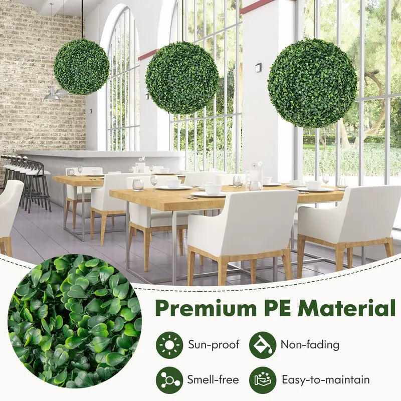 Set of Two 16-Inch Faux Boxwood Topiaries  Compact Round Hedge Balls for Weddings &amp; Home Styling