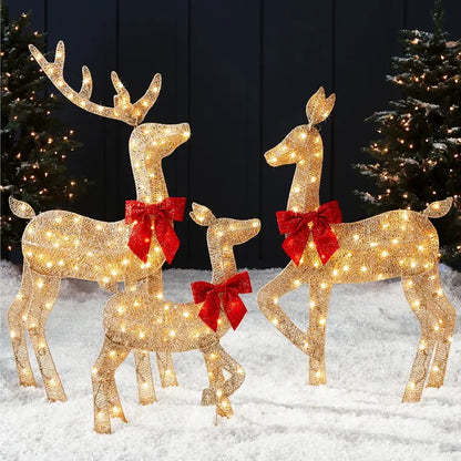 4ft Lighted Christmas Deer Set with 175 LED Lights, Gold  Best Choice Products Outdoor Yard Decoration