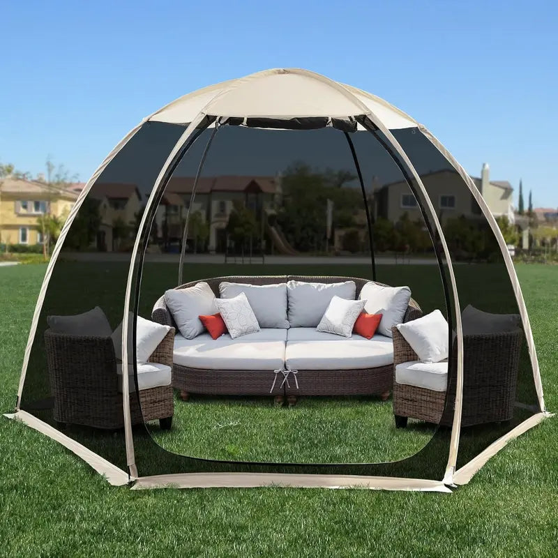 Igloo-Style Screen Gazebo  Mosquito-Proof Canopy Tent for 615 People, Ventilated & Spacious