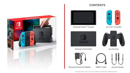 Renewed Neon Red and Neon Blue Joy-Con Controllers for Nintendo Switch