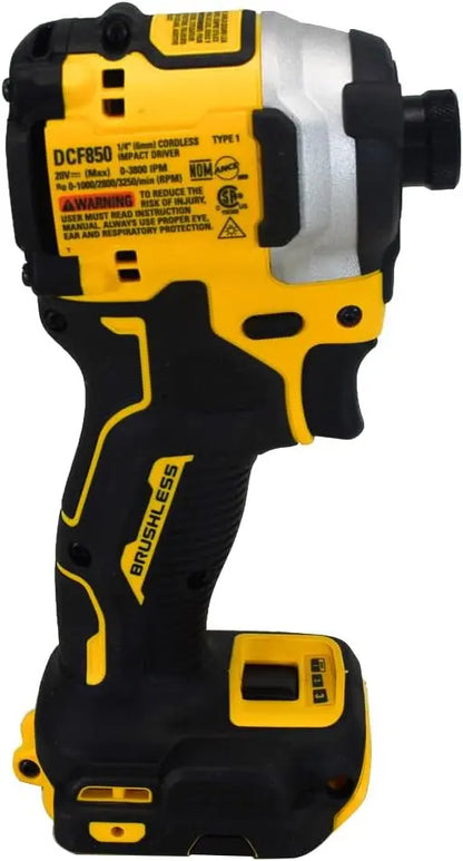 ATOMIC 20V MAX Brushless Compact Impact Driver  0.25″ Bit Capacity, 3-Speed Variable Trigger (Black/Yellow)
