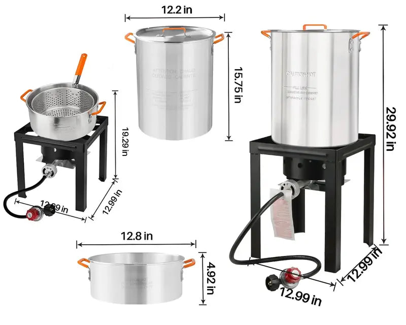 Worcest Outdoor Deep Fryer Kit with Turkey Fryer Pot and Seafood Boiling Accessories