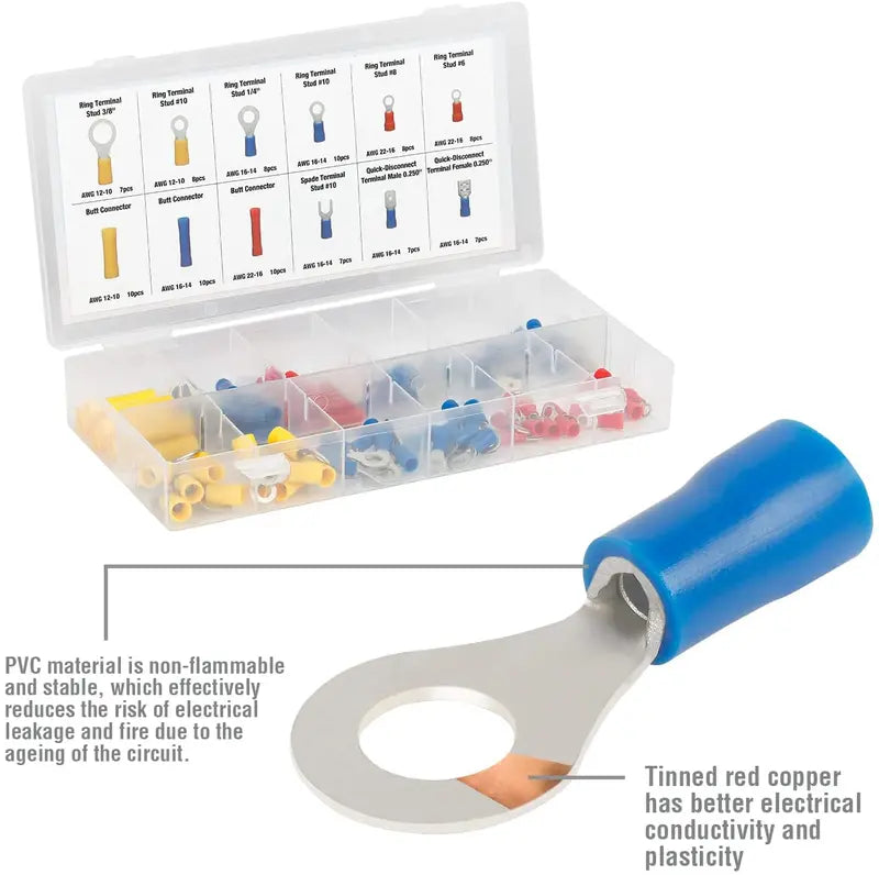 WORKPRO Crimping Tool Kit  100-Piece Terminal Connector Set for Electrical Repairs