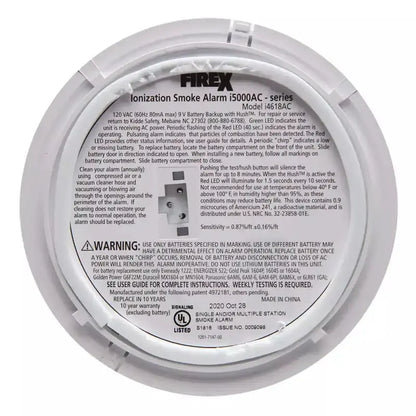 Hardwired Smoke Alarm  Ionization Sensor with 120V AC Power & 9V Battery Backup