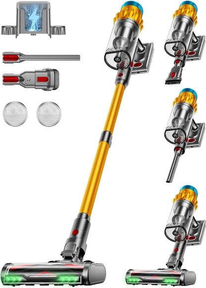 70-Min Cordless Stick Vacuum with Smart Display: 55KPa Suction, 1.8L Dust Cup, Anti-Tangle Brush & Self-Standing Base for Carpets & Hard Floors