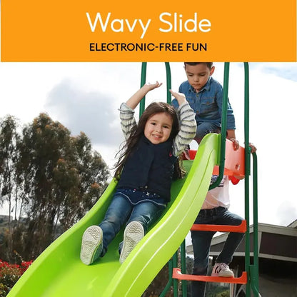 10 ft Freestanding Plastic Playground Slide  Safe Backyard Slide for Kids Ages 48