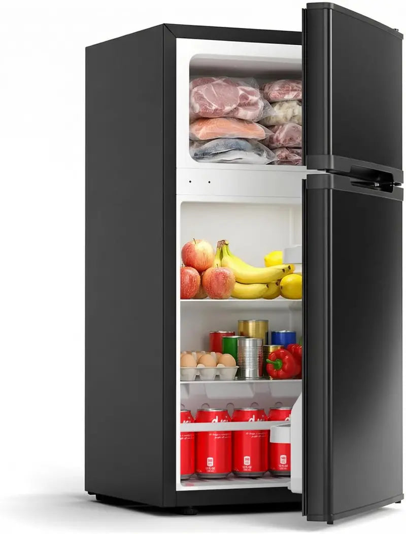 COWSAR 4.5 Cu Ft Dorm Fridge  Two-Door Compact Refrigerator with Removable Shelves