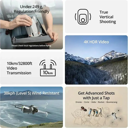 DJI Mini 3 Drone  4K Camera UAV for Adults with 38-Minute Flight Time and High-Altitude Performance