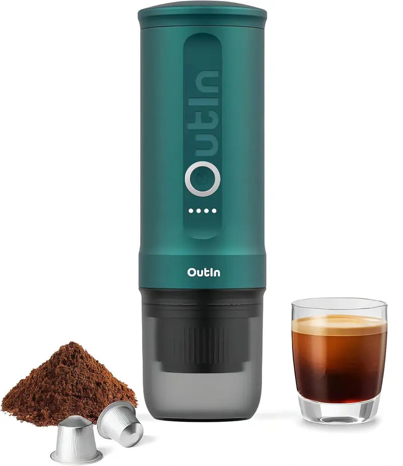 Compact USB-C Espresso Maker — Portable Electric Coffee Machine for Cars, RVs, Hiking & Offices with Ground & NS Capsule Compatibility