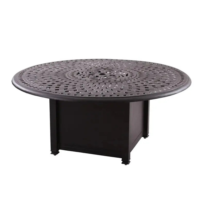 Round Propane Fire Pit Chat Table  Outdoor Coffee Table with 360° Flame Visibility