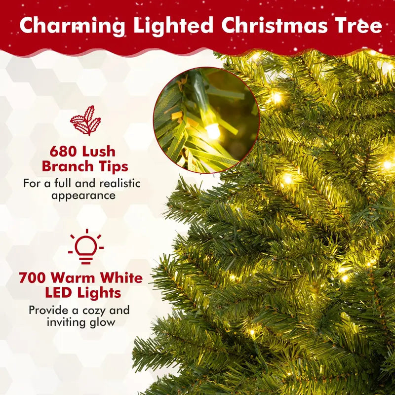 6-, 7-, or 8-Foot Remote-Controlled Pre-Lit Christmas Tree with Warm White LEDs