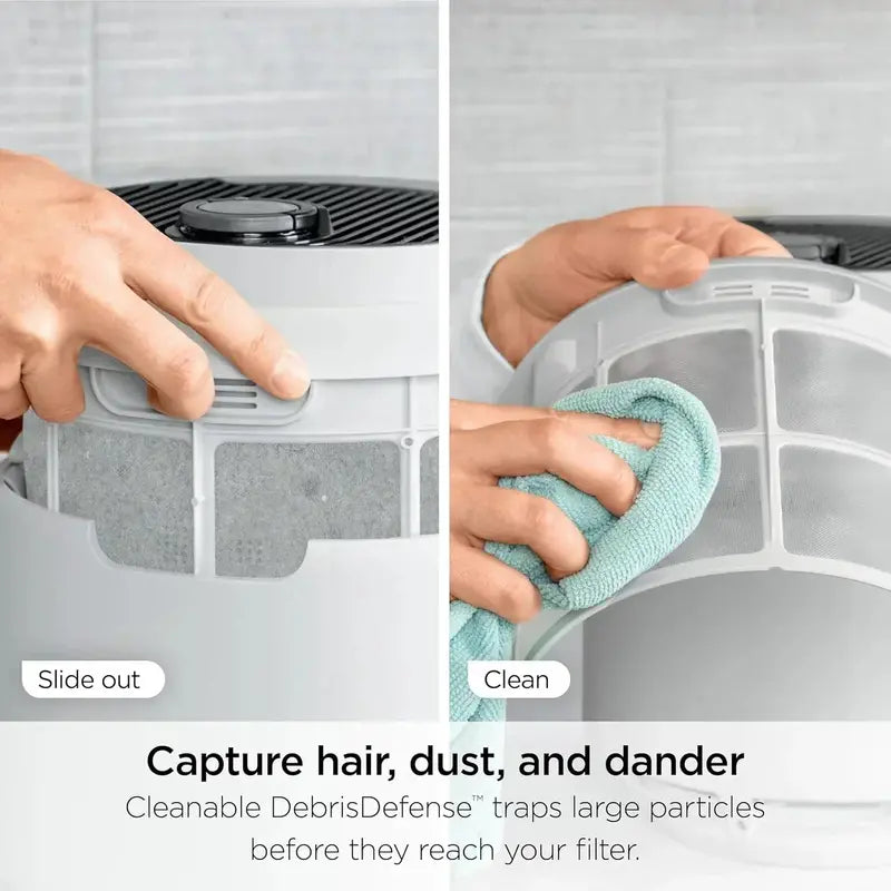 Compact Pro Air Purifier  Long-Life HEPA Filtration for Pet Dander, Smoke, and Fine Particulates