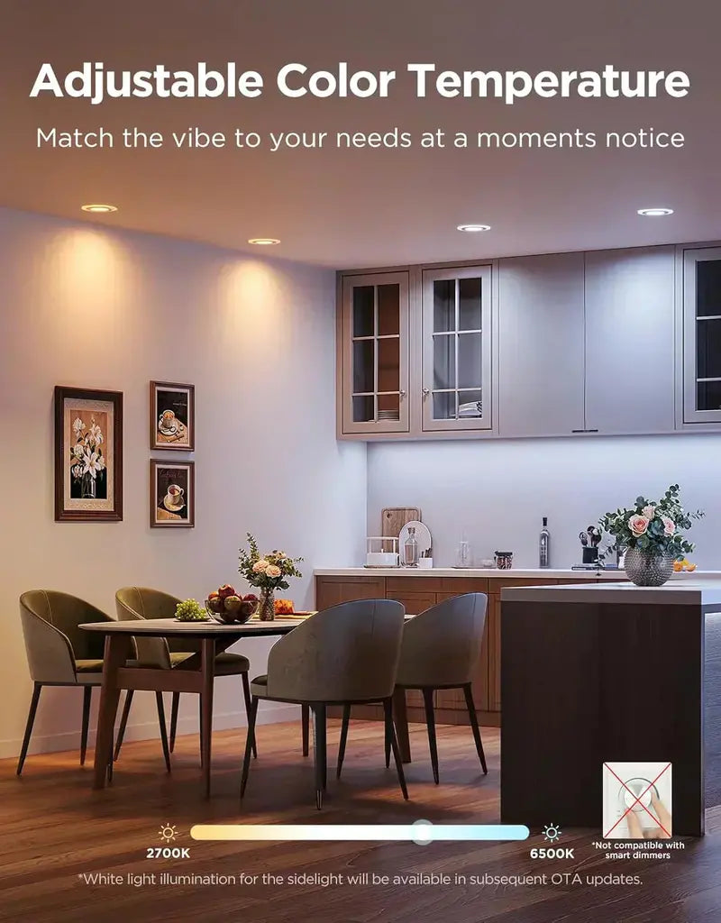 6″ Dimmable Smart Canless Recessed Light  1100LM Brightness, Integrated Junction Box