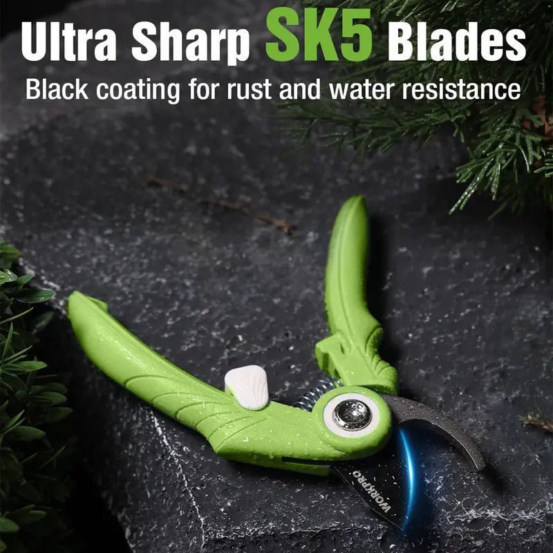 WORKPRO 2-Piece Garden Pruning Shears Set  6.9-Inch Bypass & Straight Clippers for Precision Trimming