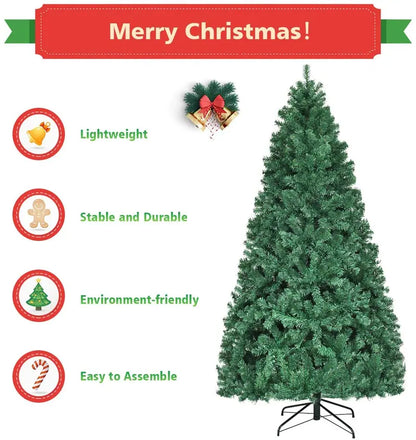 Auto-Spreading Pre-Lit PVC Spruce Christmas Tree with Hinged Branches