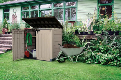 Keter Store It Out MAX Outdoor Storage Shed  120-Gallon Horizontal Resin Unit with Locking Doors & Reinforced Floor (Beige)