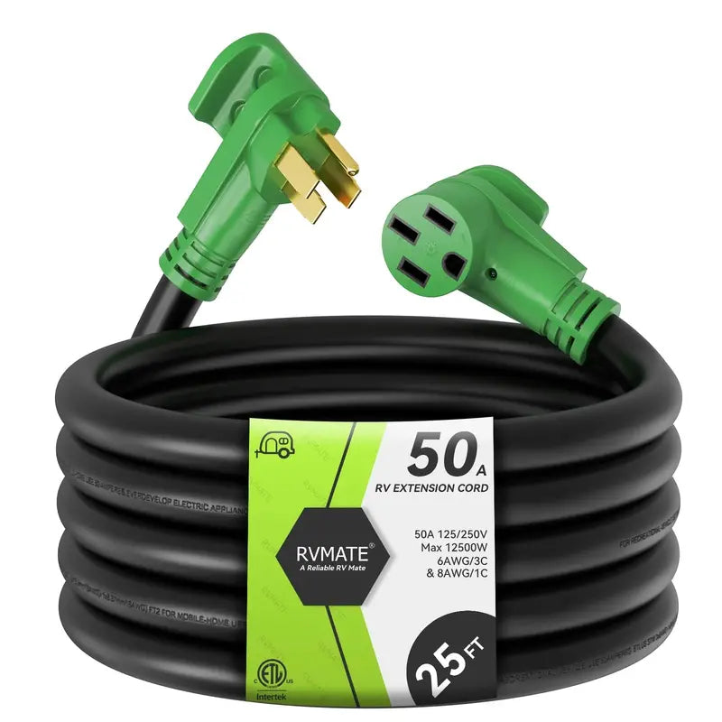 RVMATE 50-Amp RV and EV Extension Cord  25-Foot Heavy-Duty Power Cable with LED Indicator