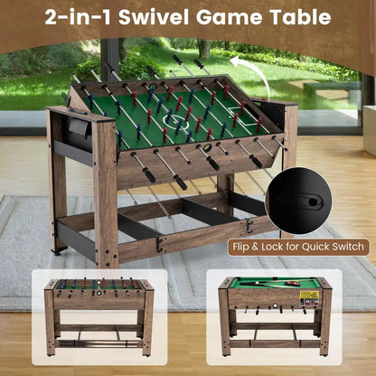 48-Inch Multi-Game Table Featuring Foosball and Pool for Adults