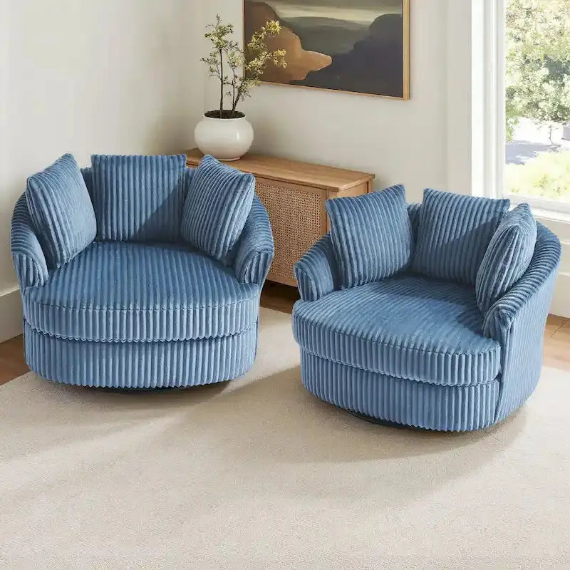 DREAMSIDEA Recessed-Arm Swivel Barrel Chairs  Slipcovered 2-Pack Set