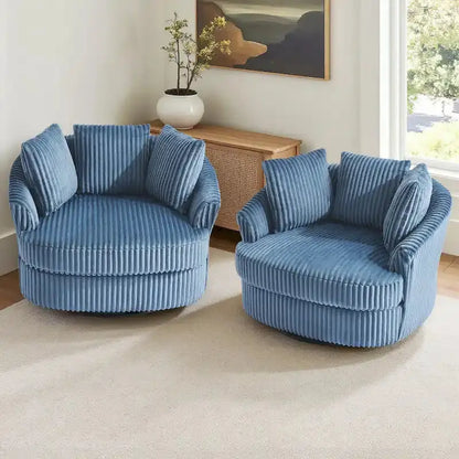 DREAMSIDEA Recessed-Arm Swivel Barrel Chairs  Slipcovered 2-Pack Set