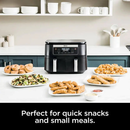 NINJA Foodi 6 qt. 5 in-1 2-Basket Black Air Fryer with DualZone Technology DZ090 DZ090