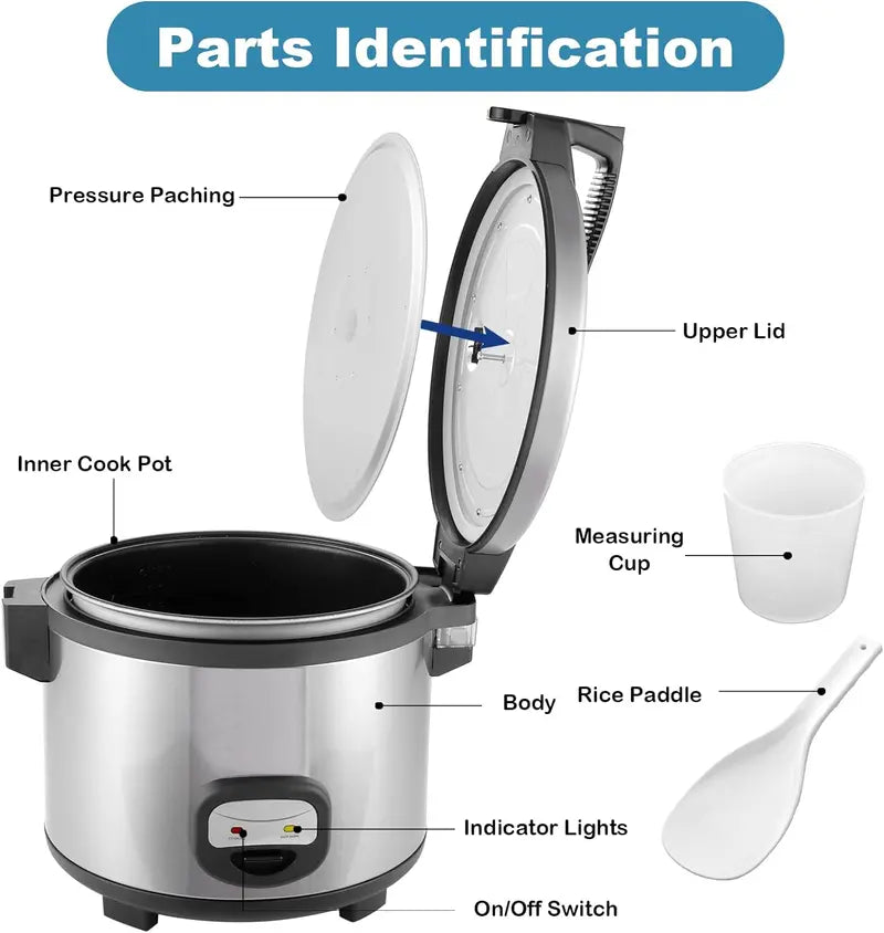 60-Cup Commercial Rice Cooker & Warmer  High-Capacity Automatic Cook-and-Hold Unit for Restaurants & Catering