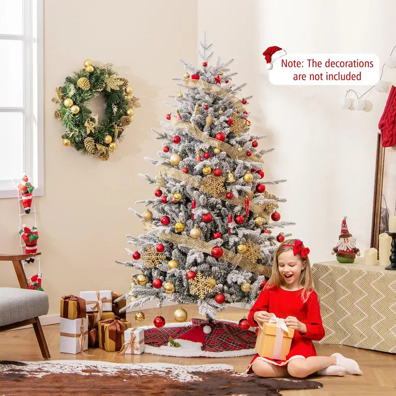 6-Foot Snow-Flocked Hinged Christmas Tree with 260 Color-Changing LEDs