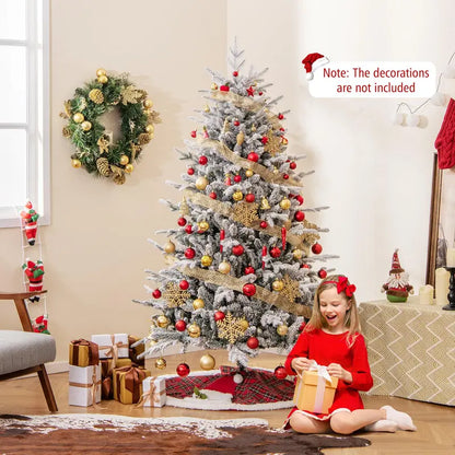 6-Foot Snow-Flocked Hinged Christmas Tree with 260 Color-Changing LEDs