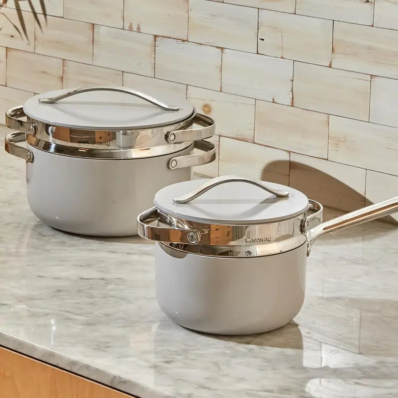 Caraway Steamer Duo  Stainless Steel, Non-Stick, Non-Toxic | Veggies & Seafood | Dutch Oven Compatible