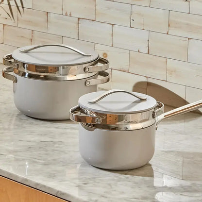 Caraway Steamer Duo  Stainless Steel, Non-Stick, Non-Toxic | Veggies & Seafood | Dutch Oven Compatible