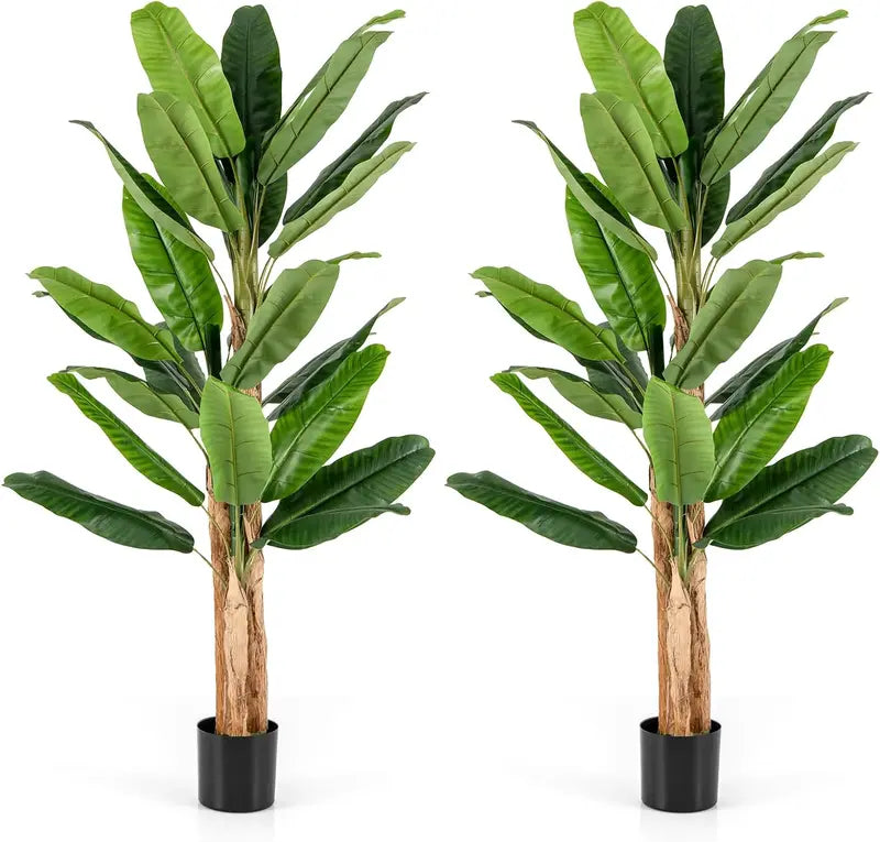 6.5-Foot Lifelike Artificial Banana Tree  Triple-Stem Design with 27 Textured Leaves