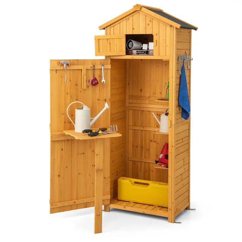 Lockable Wooden Outdoor Storage Shed  Garden Cabinet with Secure Doors