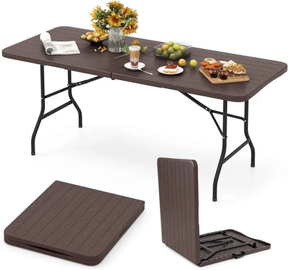 6-Foot All-Purpose Plastic Folding Table  350 lb Capacity, HDPE Top for Indoor & Outdoor Settings