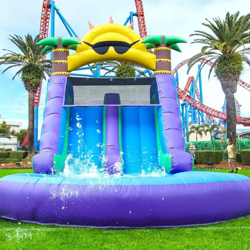Relunch 26-Foot Inflatable Dual-Lane Water Slide for Kids &amp; Adults  PVC Outdoor Splash Park with Blower &amp; Pool