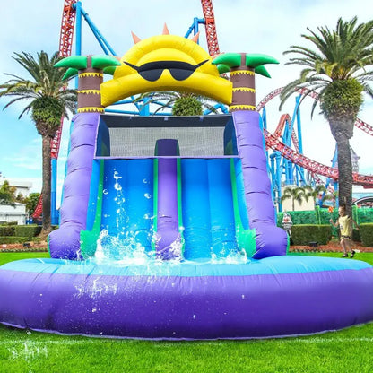 Relunch 26-Foot Inflatable Dual-Lane Water Slide for Kids &amp; Adults  PVC Outdoor Splash Park with Blower &amp; Pool