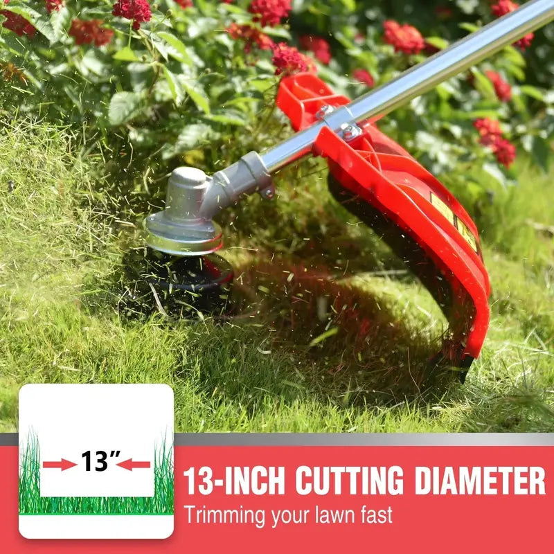 PowerSmart 31cc 4-Cycle Gas String Trimmer  Straight-Shaft Brush Cutter for Lawns, Weeds & Overgrowth