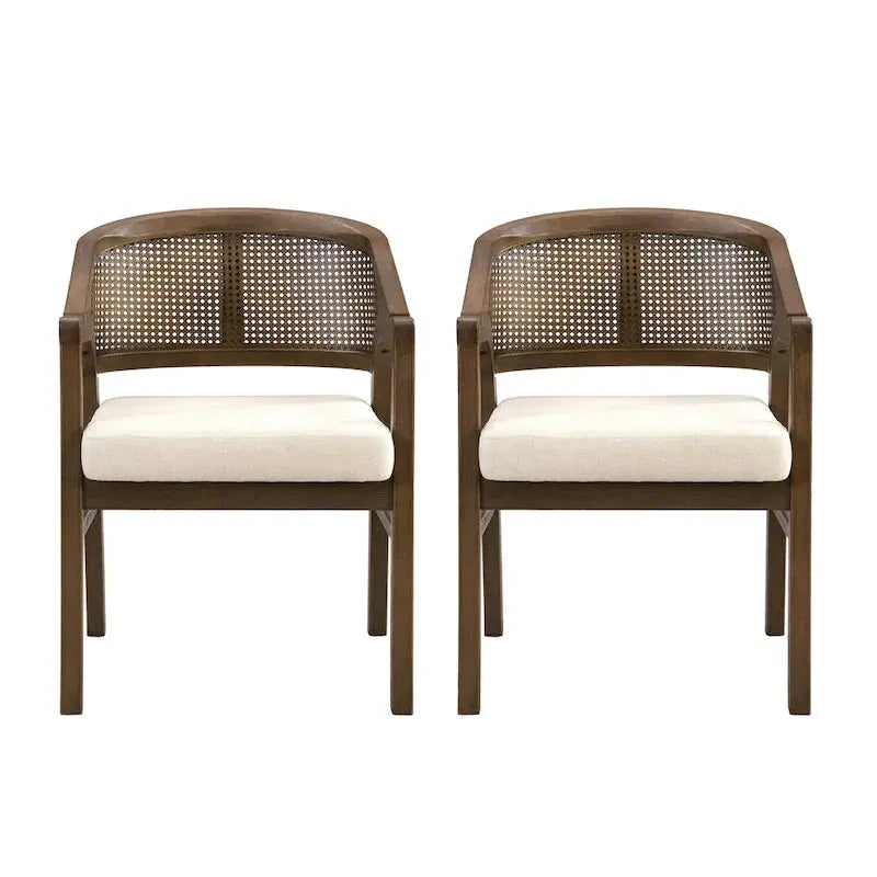 Christopher Knight Home Cane-Weave Upholstered Dining Chair Set  2 Chairs